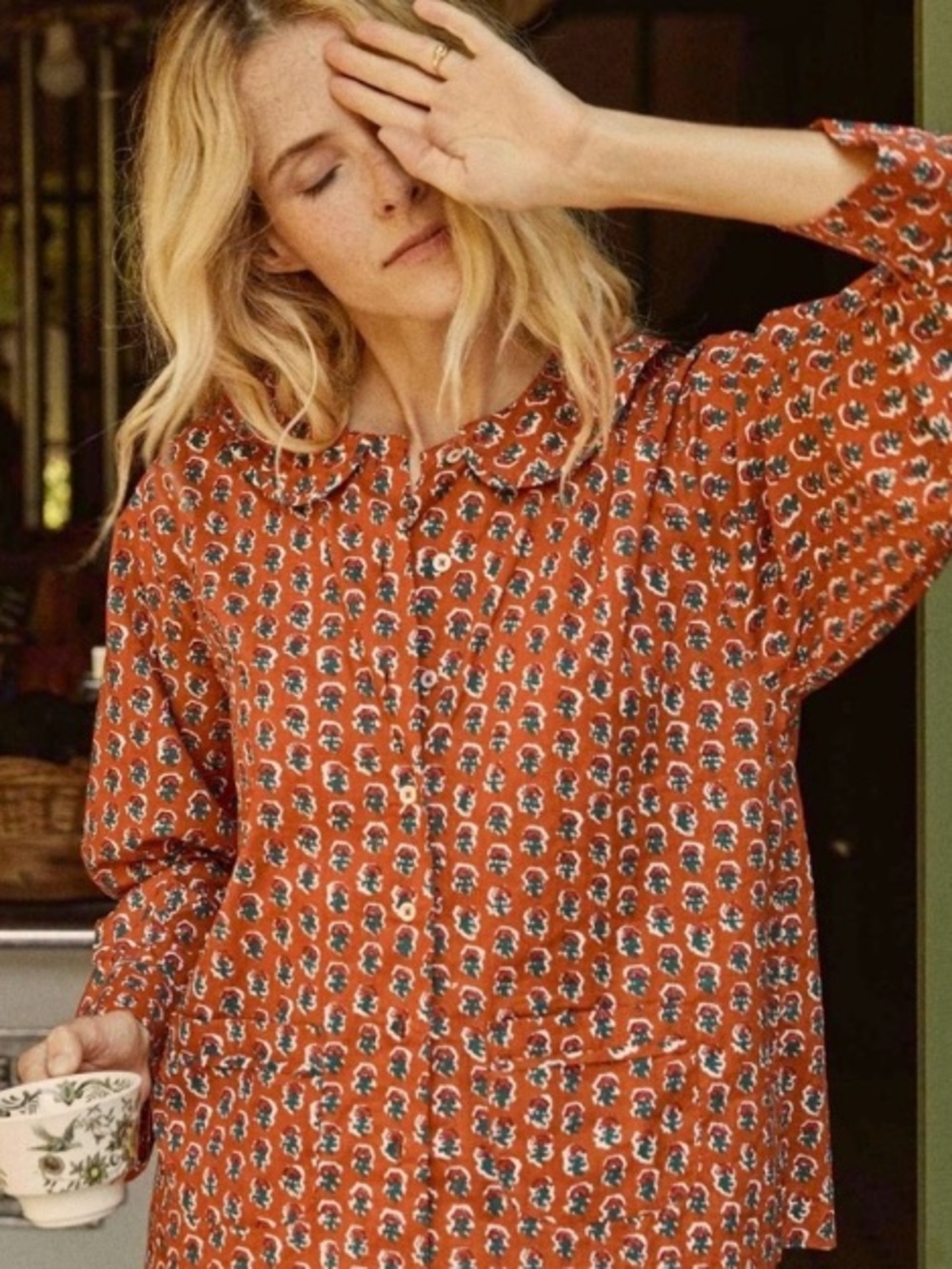 DÔEN Paz Pajama Top in Calico Canyon Blooms - Size Small
